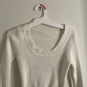 Elegant White Ribbed Sweater
